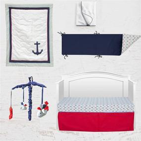 img 3 attached to 🚢Pam Grace Creations Anchors Away Blue/Red 6 Piece Baby Bedding Set: Полный и уютный комплект для кроватки