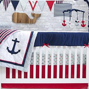 img 4 attached to 🚢Pam Grace Creations Anchors Away Blue/Red 6 Piece Baby Bedding Set: Полный и уютный комплект для кроватки