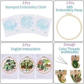 img 3 attached to 🌿 Beginner's Cross Stitch Set: 3 Pack Embroidery Starter Kit with Pattern Plants and Instructions - Perfect for DIY Decor in Living Room (Plants Flowers)