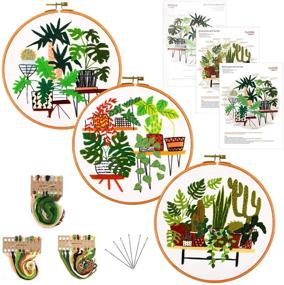 img 4 attached to 🌿 Beginner's Cross Stitch Set: 3 Pack Embroidery Starter Kit with Pattern Plants and Instructions - Perfect for DIY Decor in Living Room (Plants Flowers)