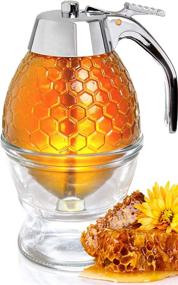 img 4 attached to 🍯 Hunnibi Honey Dispenser: No Drip Glass Syrup Dispenser with Stainless Steel Top - Elegant Honey Pot and Jar Stand