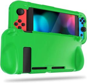 img 4 attached to 🎮 FINTIE Silicone Case for Nintendo Switch - Soft [Anti-Slip] [Shockproof] Cover with Ergonomic Grip Design, Drop Protection Grip Case (Green)