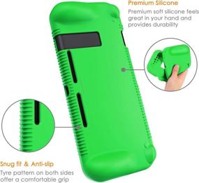 img 1 attached to 🎮 FINTIE Silicone Case for Nintendo Switch - Soft [Anti-Slip] [Shockproof] Cover with Ergonomic Grip Design, Drop Protection Grip Case (Green)