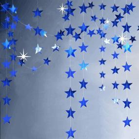 img 2 attached to 💙 Decor365 Reflective Blue Star Garlands: Stunning Frozen Birthday/Blue Silver Wedding/Engagement/Royal Baby Shower Decoration for Kids Room/Home Décor