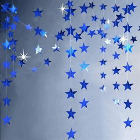 img 4 attached to 💙 Decor365 Reflective Blue Star Garlands: Stunning Frozen Birthday/Blue Silver Wedding/Engagement/Royal Baby Shower Decoration for Kids Room/Home Décor