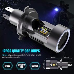 img 1 attached to 💡 WAYRANK H4 LED Motorcycle Headlight Bulb 9003 HS1 Hi/Lo Beam 25W 3500LM 6000K Cool White with Blue Angel Eye Daytime Running Light: Upgrade Your Ride with Enhancing Visibility and Style