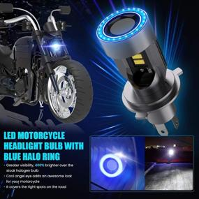 img 3 attached to 💡 WAYRANK H4 LED Motorcycle Headlight Bulb 9003 HS1 Hi/Lo Beam 25W 3500LM 6000K Cool White with Blue Angel Eye Daytime Running Light: Upgrade Your Ride with Enhancing Visibility and Style