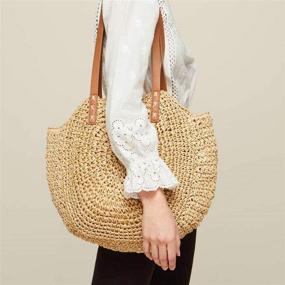 img 3 attached to Handbags Handwoven Natural Summer Shoulder Women's Handbags & Wallets: Perfect Accessories for Effortlessly Chic Style