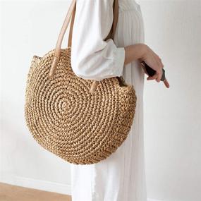 img 1 attached to Handbags Handwoven Natural Summer Shoulder Women's Handbags & Wallets: Perfect Accessories for Effortlessly Chic Style