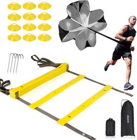 img 4 attached to 🏃 Enhance Speed & Agility with XGEAR Training Set: TPE Ladder, Resistance Parachute, 12 Disc Cones, 4 Steel Stakes