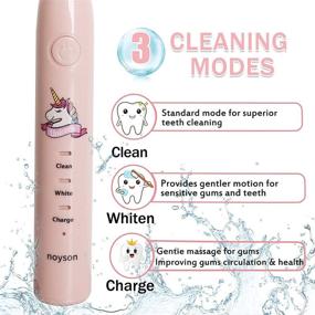 img 2 attached to 🦷 Rechargeable Kids Electric Toothbrush for Toddlers - 3 Cleaning Modes, Intelligent Timer, Waterproof IPX7, Easy & Comfortable Cleaning with 3 Soft Brush Heads (Pink)