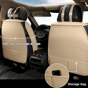 img 1 attached to 🐼 Front Car Seat Covers for Passenger and Driver Seats - GIANT PANDA - Fits Most Sedans, SUVs, Cars, Minivans - Beige