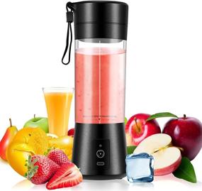 img 1 attached to MathRose Portable Blender - USB Rechargeable Personal Blender with Six Blades - 13 Oz Single Serve for Juice, Yogurt, Smoothies, and Shakes - Black