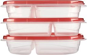 img 3 attached to Резиновые боксы Rubbermaid TakeAlongs с преградами для хранения пищи, 3.7 чашки, тонированный чили, набор из 3 штук