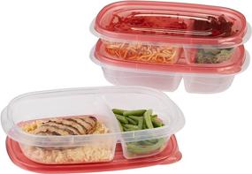 img 1 attached to Резиновые боксы Rubbermaid TakeAlongs с преградами для хранения пищи, 3.7 чашки, тонированный чили, набор из 3 штук