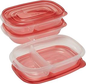 img 2 attached to Резиновые боксы Rubbermaid TakeAlongs с преградами для хранения пищи, 3.7 чашки, тонированный чили, набор из 3 штук