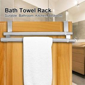 img 2 attached to 🛀 FTVOGUE Over Door Towel Rail Holder: Retractable Stainless Steel Bath Towel Bar Rack Shelf - No Drilling, Double Bar Efficiency