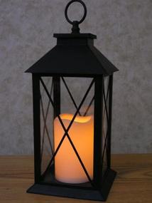 img 1 attached to 🏮 Enhance Your Décor with Black Decorative LED Lanterns featuring Cross Bar Design - Includes Pillar Candle with 5 Hour Timer - Hanging or Sitting Decoration - Set of 2 - 13" H