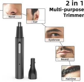 img 2 attached to 💇 Rechargeable Professional Nose Hair Trimmer & Eyebrow Shaper for Men and Women - Painless Dual-Edge Metal Blades for Ear, Beard, and Hairline Grooming - Sleek Black Pen-Shaped 2-in-1 Trimming Tool