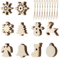 🎄 set of 80 unfinished wooden christmas ornaments – 10 pre-drilled wood slice cutouts for holiday decorations, painting, diy crafts logo