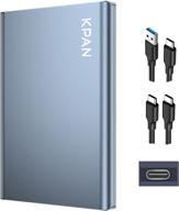 💾 kpan portable external hard drive, hdd storage type-c/usb 3.1 uasp, up to 120 mb/s read speed, pc macbook tv ps4 xbox compatible, smartphones laptop desktop (320gb, black) logo
