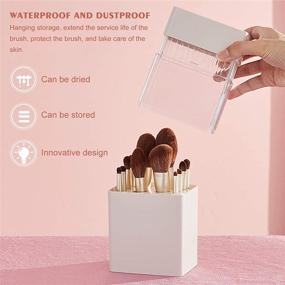 img 2 attached to 💄 2 in 1 Makeup Brush Holder – Portable Pink Organizer with Lid, Waterproof & Dustproof – Ideal for Vanity, Bathroom, Travel, Air-Drying Makeup Brushes