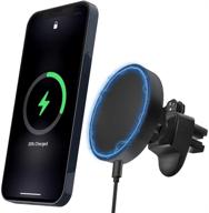 🚗 funwict magnetic wireless car charger: auto-alignment air vent phone mount for iphone 12 series (black) - 15w fast charging & 360 degree rotation logo