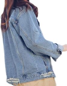 img 1 attached to Saukiee Oversized Distressed Boyfriend Trucker Women's Clothing for Coats, Jackets & Vests