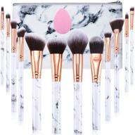 💄 start makers professional 12pcs marble makeup brushes set including foundation, eyeshadow, and eyebrow brushes set with makeup sponge and cosmetic bag logo