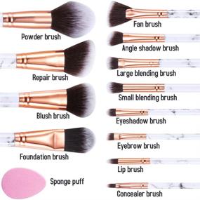 img 3 attached to 💄 START MAKERS Professional 12Pcs Marble Makeup Brushes Set Including Foundation, Eyeshadow, and Eyebrow Brushes Set with Makeup Sponge and Cosmetic Bag