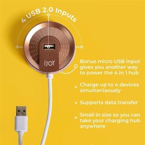 img 1 attached to iJoy 4-in-1 USB Charging Hub - Compact Multiport Hub with 3ft USB Power Cable - Universal Compatibility for Phones, Tablets & More - Charge Up to 4 Devices - Ideal for Travel, Home & Office (Rose Gold)