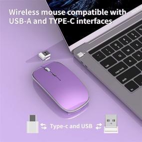 img 3 attached to Upgrade Your Office Setup with Halpilt Rechargeable Slim Silent Wireless Mouse Q23S Purple - For Windows, Mac, PC and Notebook