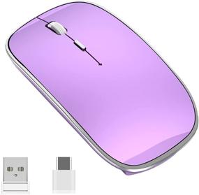 img 4 attached to Upgrade Your Office Setup with Halpilt Rechargeable Slim Silent Wireless Mouse Q23S Purple - For Windows, Mac, PC and Notebook
