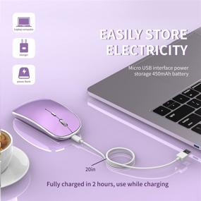 img 1 attached to Upgrade Your Office Setup with Halpilt Rechargeable Slim Silent Wireless Mouse Q23S Purple - For Windows, Mac, PC and Notebook