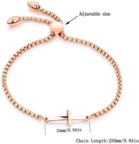 img 2 attached to Cocazyw 14K Gold Plated Rose Gold Silver Cross Adjustable Sideways Bracelet: Stylish Jewelry for Women Girls and Men