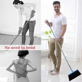 img 2 attached to 🧹 2021 Blue Broom and Dustpan Set – Versatile Indoor/Outdoor Combo with 3-Foot Angle Heavy Push, Long Handle – Ideal for Sweeping Kids Garden, Pet Dog Hair, Lobby, Wood Floors, Kitchen, and House Cleaning