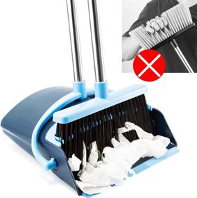 img 3 attached to 🧹 2021 Blue Broom and Dustpan Set – Versatile Indoor/Outdoor Combo with 3-Foot Angle Heavy Push, Long Handle – Ideal for Sweeping Kids Garden, Pet Dog Hair, Lobby, Wood Floors, Kitchen, and House Cleaning