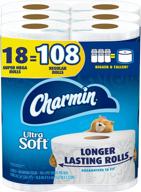 🚽 charmin ultra soft toilet paper, 18 super mega rolls: equivalent to 108 regular rolls logo