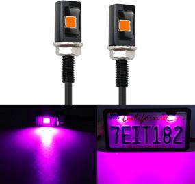 img 4 attached to 💜 LivTee Super Bright 12V Waterproof Bolt License Plate LED Lights Holder for Car Motorcycle Truck RV ATV Bike, Set of 2, Purple