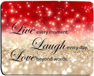 🖱️ customized red sparkle glitter mouse pad - live love laugh quote - non-slip rubber rectangle gaming mouse pad logo