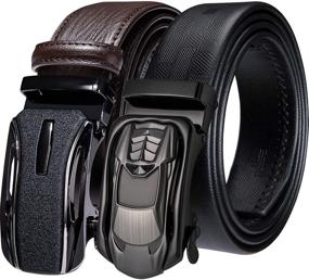 img 4 attached to Barry Wang Double Ratchet Fashion Leather Men's Accessories and Belts