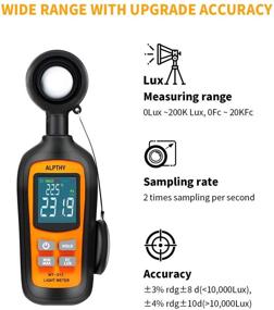 img 2 attached to 🌱 ALPTHY Digital Light Meter for Plants - Handheld Lux Meter for Ambient Temperature Measurement with 200,000 Lux Range, Color Backlight, MAX/MIN, Data Hold, and Low Battery Indication