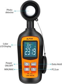 img 3 attached to 🌱 ALPTHY Digital Light Meter for Plants - Handheld Lux Meter for Ambient Temperature Measurement with 200,000 Lux Range, Color Backlight, MAX/MIN, Data Hold, and Low Battery Indication