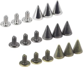 img 3 attached to 🔩 240 PCS Bullet Cone Spike and Stud Metal Screw Backs, 7mmx10mm, for DIY Leather Crafts (Silver, Black, Bronze)