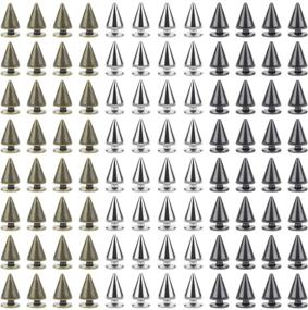 img 4 attached to 🔩 240 PCS Bullet Cone Spike and Stud Metal Screw Backs, 7mmx10mm, for DIY Leather Crafts (Silver, Black, Bronze)