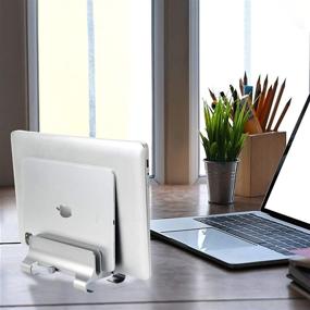 img 2 attached to Space-Saving Vertical Laptop Stand with Adjustable Dock Size, Ideal for MacBook, Surface, Lenovo, Gaming Laptops