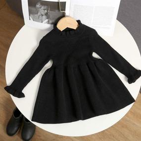 img 1 attached to Curipeer Little Girls’ Long Sleeve Cozy Casual Ribbed 👧 Knit Sweater Dress: A Comfortable Fashion Choice for Your Little One