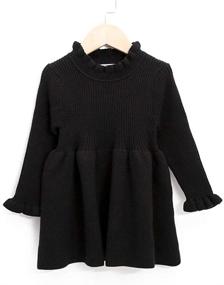 img 4 attached to Curipeer Little Girls’ Long Sleeve Cozy Casual Ribbed 👧 Knit Sweater Dress: A Comfortable Fashion Choice for Your Little One