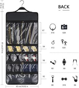 img 2 attached to 📿 Smriti Dual Zippered Pockets Hanging Jewelry Organizer: Rotating Canvas Hanger for Necklaces & Earrings - Dustproof Wall Mount Storage Bag (Dark Grey)