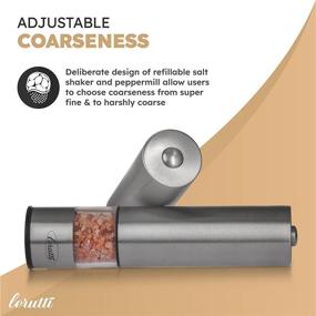 img 1 attached to Lerutti Electric Salt and Pepper Grinder Set - Battery Operated Stainless Steel Grinders Pack of 2 - Automatic Mills with LED Light and Caps at Bottom: Enhance Your Seasoning Experience!